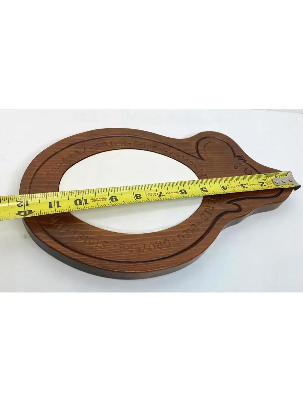 Vintage MCM Wood Figurative Mouse With Ceramic Cheese Plate Tray Board